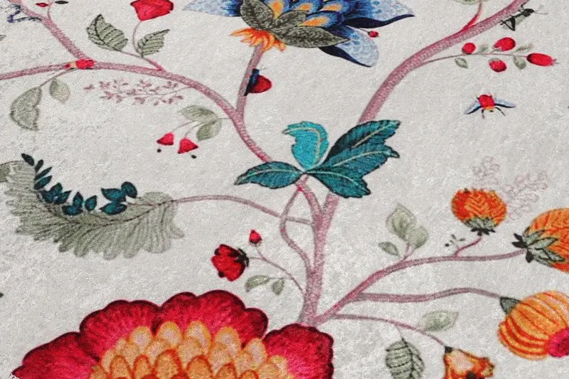 Kaihe Matta Rund 100 cm - Flerfärgad/Sammet - Textilier & mattor - Mattor - Modern matta - Friezemattor