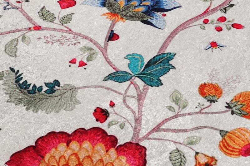 Kaihe Matta Rund 100 cm - Flerfärgad/Sammet - Textilier & mattor - Mattor - Modern matta - Friezemattor