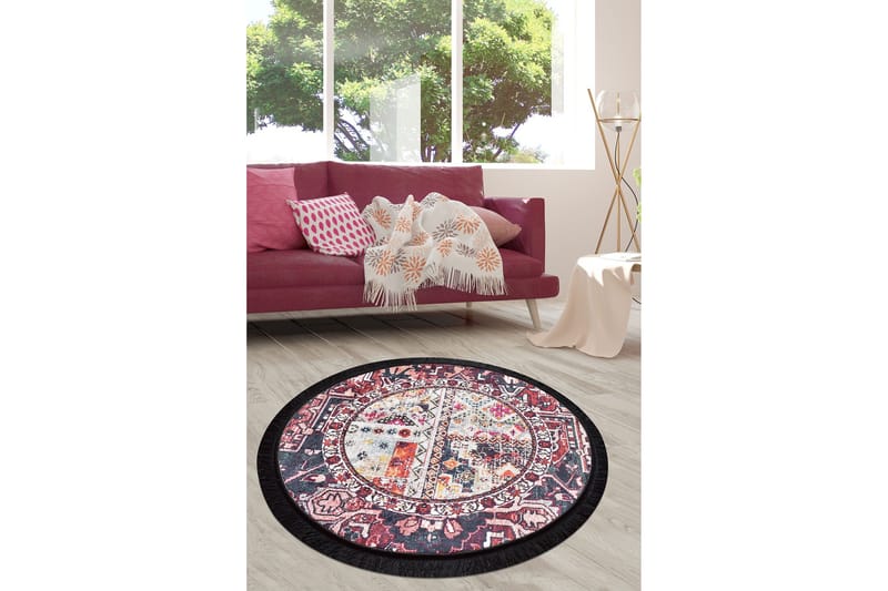 Keleti Matta Rund 140 cm - Flerfärgad/Sammet - Textilier & mattor - Mattor - Modern matta - Friezemattor