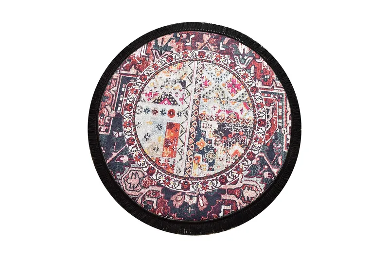 Keleti Matta Rund 140 cm - Flerfärgad/Sammet - Textilier & mattor - Mattor - Modern matta - Friezemattor