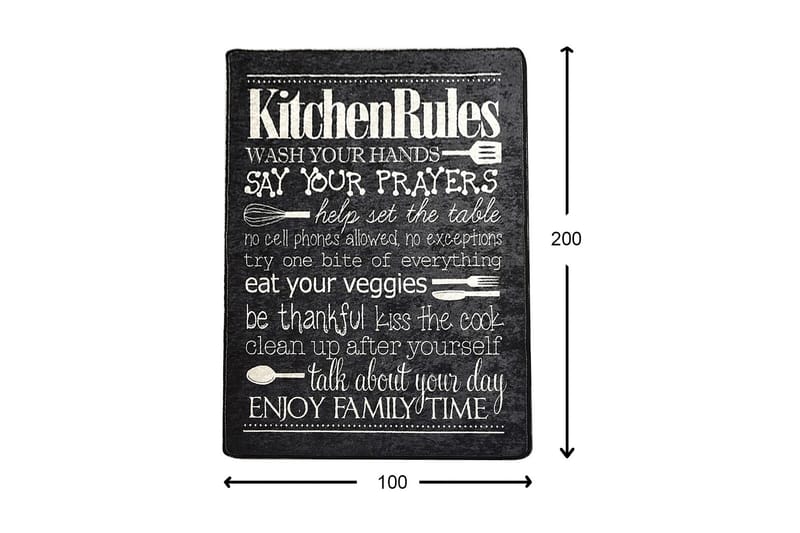 Kuhinja Matta 100x200 cm - Svart/Sammet - Textilier & mattor - Mattor - Modern matta - Friezemattor