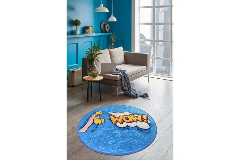 Kutsal Matta Rund 100 cm - Flerfärgad/Sammet - Textilier & mattor - Mattor - Modern matta - Friezemattor