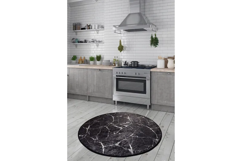 Marmuras Matta Rund 140 cm - Flerfärgad/Sammet - Textilier & mattor - Mattor - Modern matta - Friezemattor