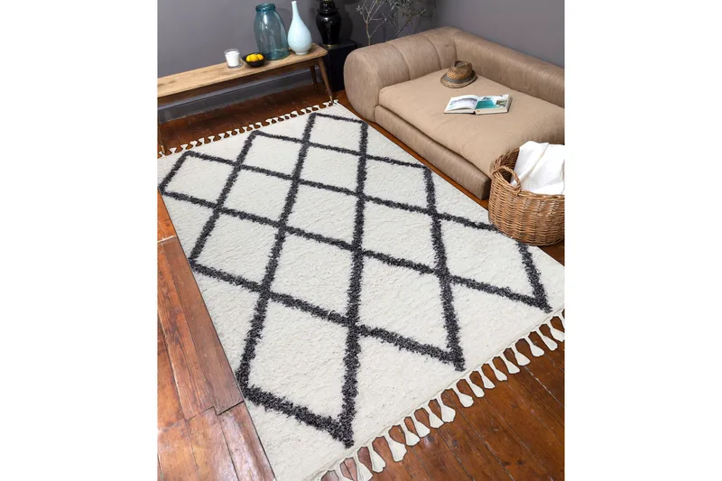 Nishiki Wiltonmatta 160x230 cm Rektangulär, Vit/Antracit