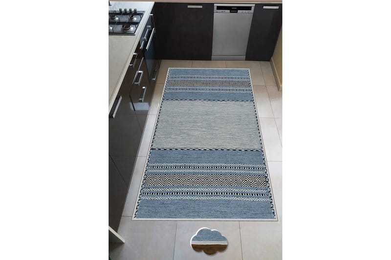 Nobutada Wiltonmatta 60x100 cm Rektangulär, Blå