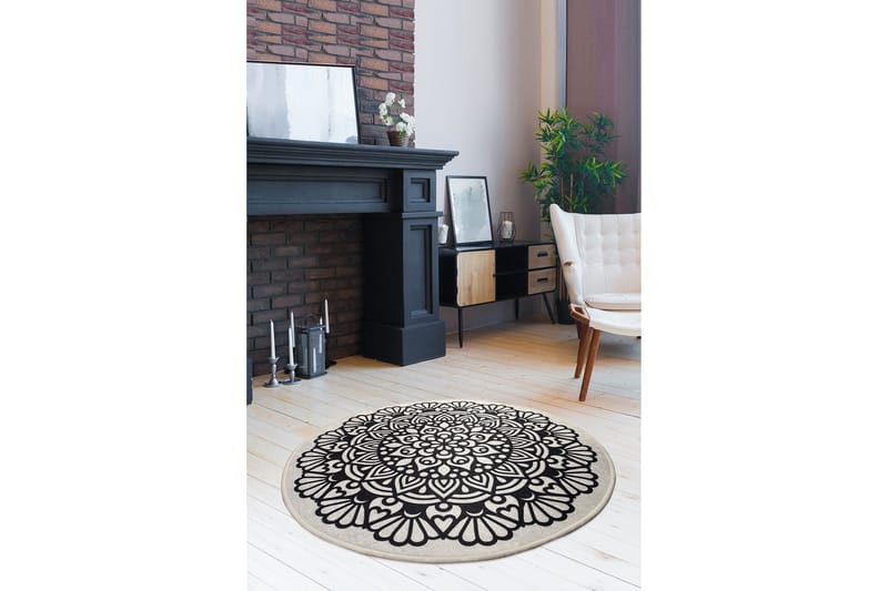 Ohanzy Matta Rund 100 cm - Flerfärgad/Sammet - Textilier & mattor - Mattor - Modern matta - Friezemattor