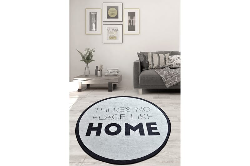 Otthon Matta Rund 100 cm, Vit/Svart/Sammet