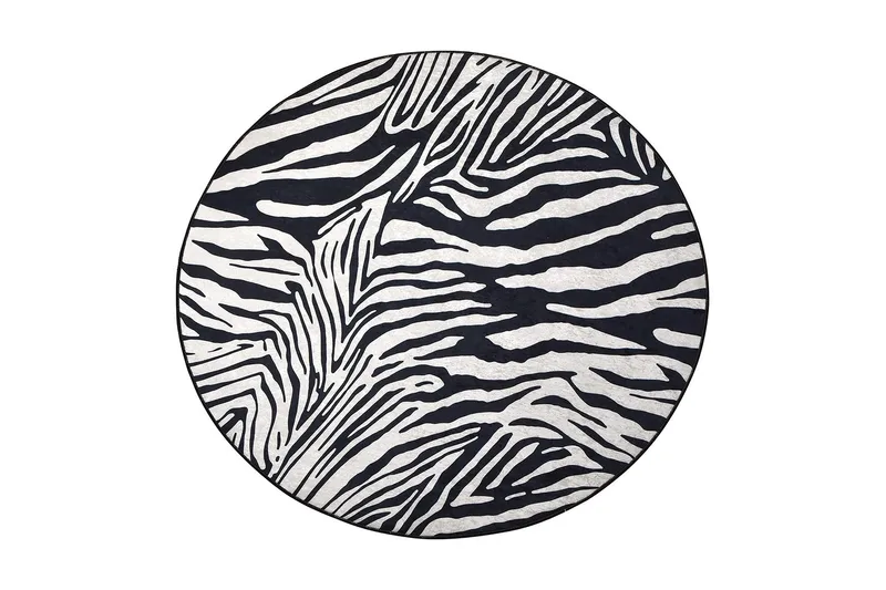 Ulphe Matta Rund 140 cm - Zebra/Sammet - Textilier & mattor - Mattor - Modern matta - Friezemattor