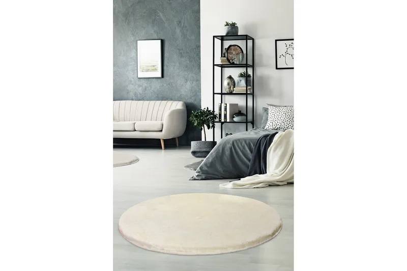 Vigentino Matta Rund 90 cm - Beige/Akryl - Textilier & mattor - Mattor - Modern matta - Friezemattor