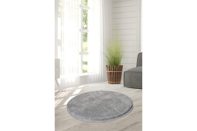 Vigentino Matta Rund 90 cm - Grå/Akryl - Textilier & mattor - Mattor - Modern matta - Friezemattor