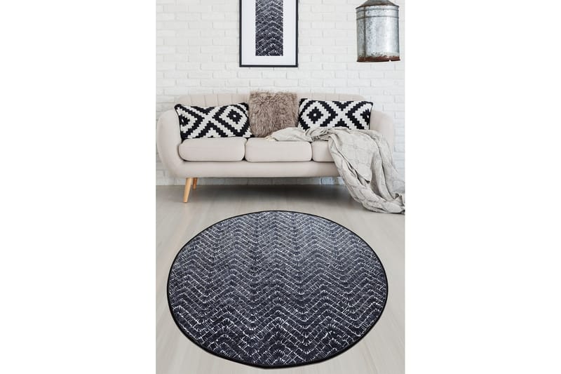 Yesuto Matta Rund 100 cm, Vit/Svart/Sammet