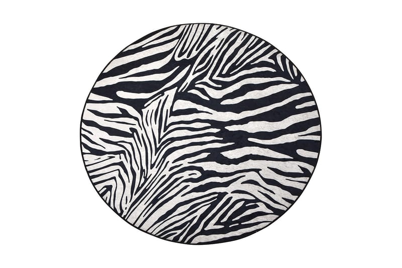 ZEBRA Matta Rund 100 cm Zebra/Sammet - Wiltonmattor - Friezemattor