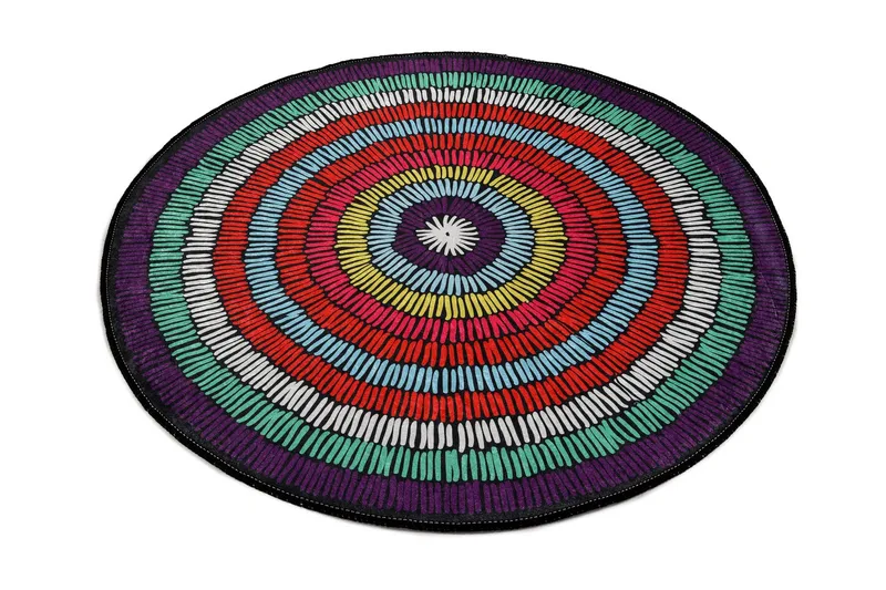 Zircle Matta Rund 100 cm, Flerfärgad/Sammet
