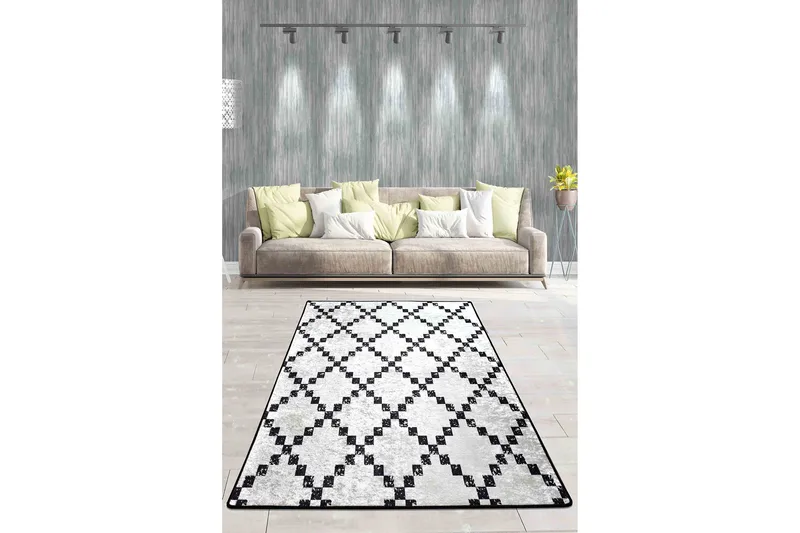 Chass Entrematta 80x300 cm, Vit/Svart/Sammet