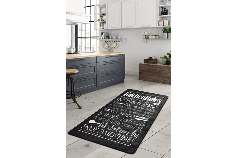 Kuhinja Entrematta 100x300 cm - Svart/Sammet - Textilier & mattor - Mattor - Modern matta - Gångmattor