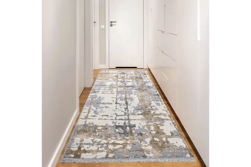 Naveena Gångmatta 100x450 cm Rektangulär Grå/Beige/Creme - Textilier & mattor - Mattor - Modern matta - Gångmattor