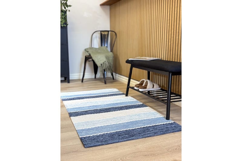 Garnmatta Båstad - 75x220 cm, Blå - Textilier & mattor - Mattor - Modern matta - Bomullsmattor