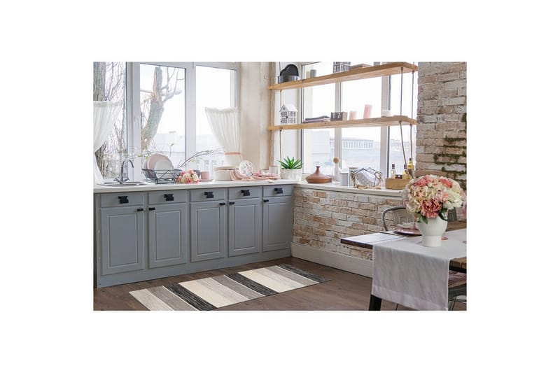 Garnmatta Båstad - 75x220 cm, Svart - Textilier & mattor - Mattor - Modern matta - Bomullsmattor