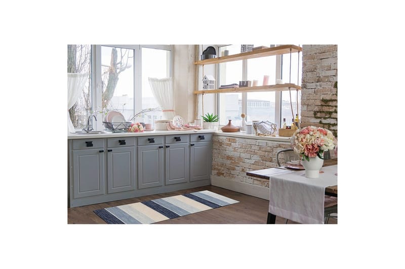 Garnmatta Båstad - 75x280 cm, Blå - Textilier & mattor - Mattor - Modern matta - Bomullsmattor