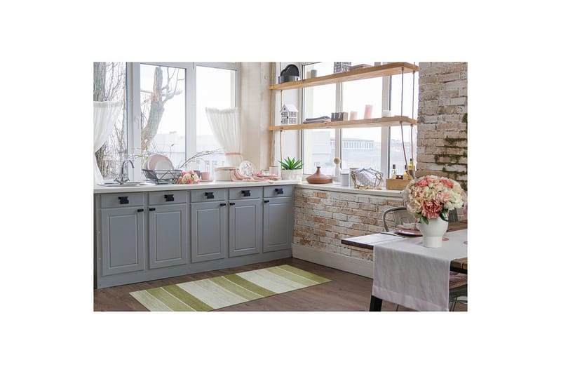 Garnmatta Båstad - 75x280 cm, Grön - Textilier & mattor - Mattor - Modern matta - Bomullsmattor