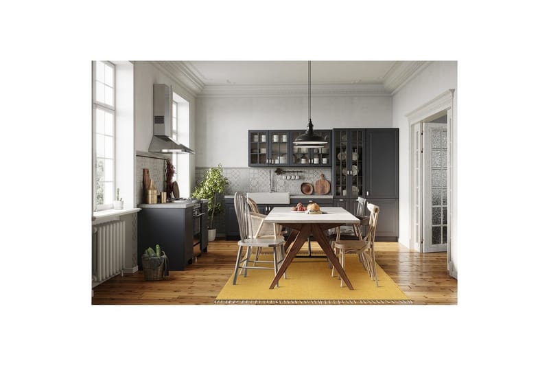 Garnmatta Line - 130x190 cm, Gul - Textilier & mattor - Mattor - Modern matta - Bomullsmattor