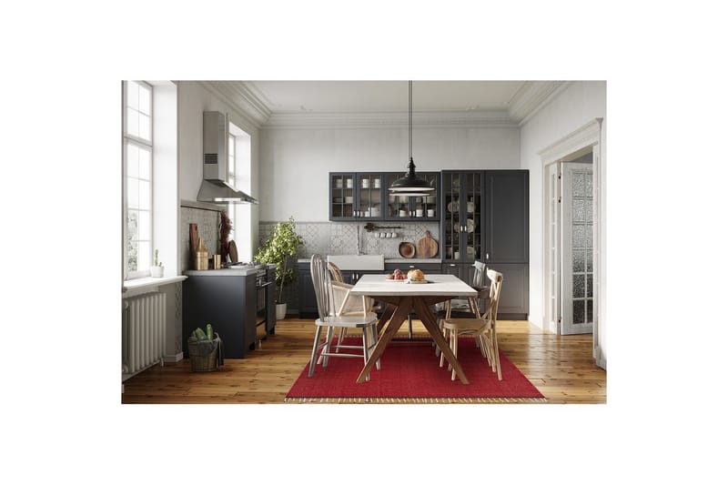 Garnmatta Line - 130x190 cm, Röd - Textilier & mattor - Mattor - Modern matta - Bomullsmattor