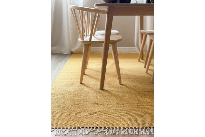 Garnmatta Line - 160x230 cm, Gul - Textilier & mattor - Mattor - Modern matta - Bomullsmattor