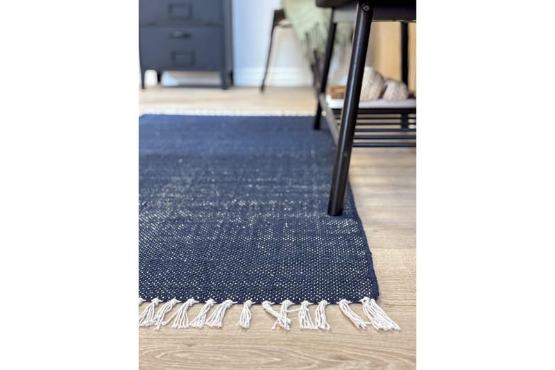 Garnmatta Line - 160x230 cm, Marinblå - Textilier & mattor - Mattor - Modern matta - Bomullsmattor