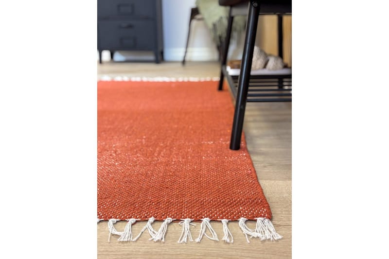 Garnmatta Line - 160x230 cm, Terracotta - Textilier & mattor - Mattor - Modern matta - Bomullsmattor