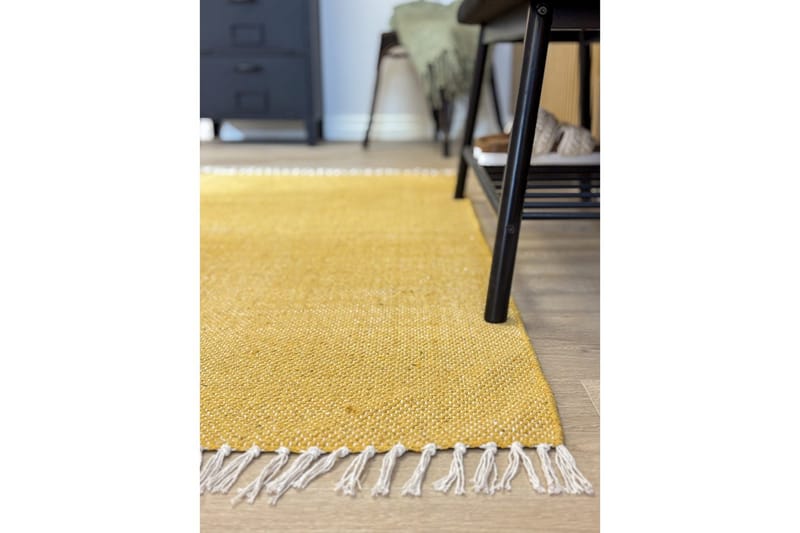 Garnmatta Line - 200x300 cm, Gul - Textilier & mattor - Mattor - Modern matta - Bomullsmattor