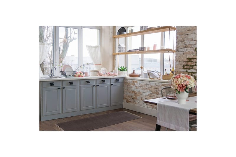 Garnmatta Line - 75x220 cm, Choklad - Textilier & mattor - Mattor - Modern matta - Bomullsmattor