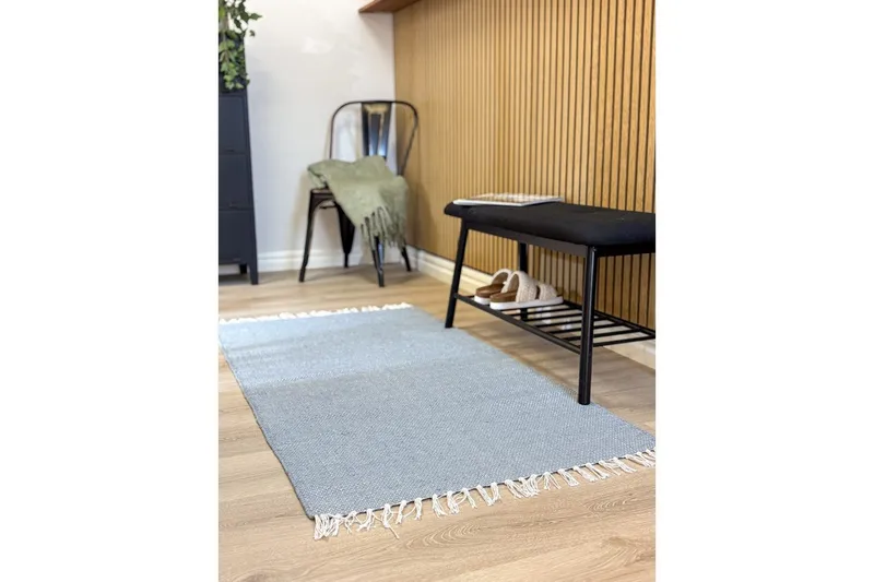 Garnmatta Line - 75x220 cm, Duvblå - Textilier & mattor - Mattor - Modern matta - Bomullsmattor