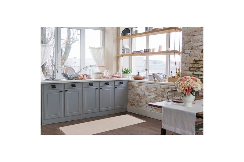 Garnmatta Line - 75x220 cm, Greige - Textilier & mattor - Mattor - Modern matta - Bomullsmattor