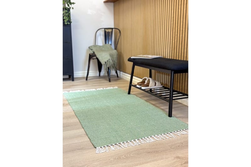 Garnmatta Line - 75x220 cm, Grön - Textilier & mattor - Mattor - Modern matta - Bomullsmattor