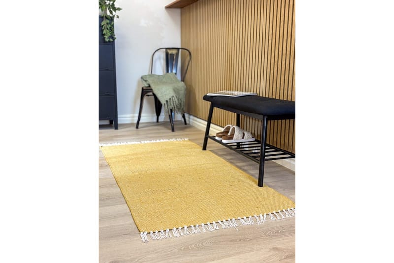 Garnmatta Line - 75x220 cm, Gul - Textilier & mattor - Mattor - Modern matta - Bomullsmattor