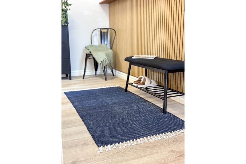 Garnmatta Line - 75x220 cm, Marinblå - Textilier & mattor - Mattor - Modern matta - Bomullsmattor