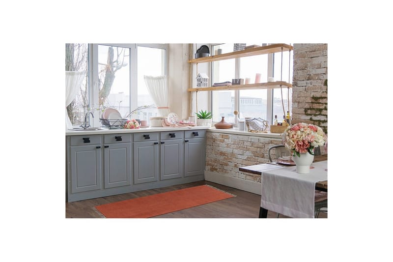 Garnmatta Line - 75x220 cm, Terracotta - Textilier & mattor - Mattor - Modern matta - Bomullsmattor