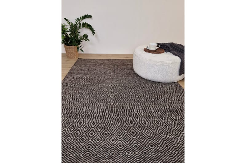 Gåsöga Ullmatta 140x200 cm Rektangulär - Svart/Vit - Textilier & mattor - Mattor - Modern matta - Ullmattor