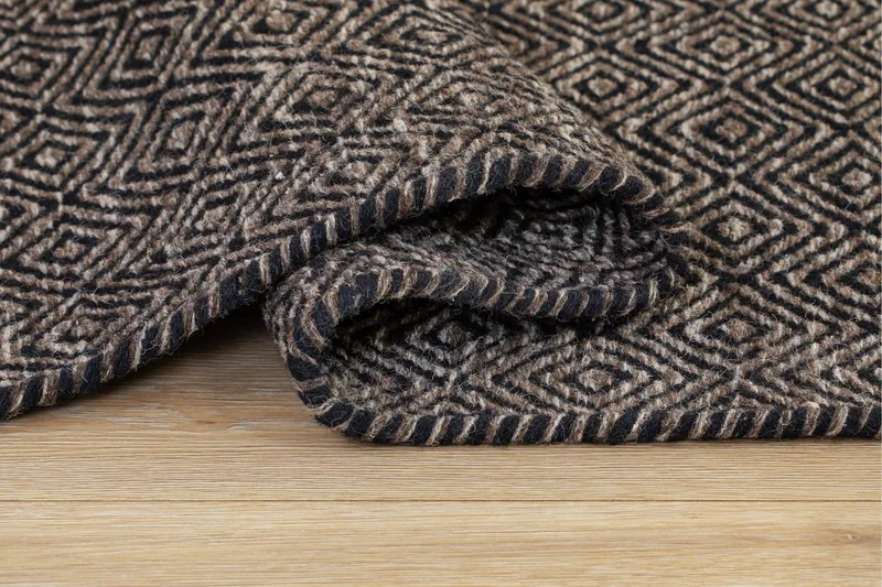 Gåsöga Ullmatta 160x230 cm Rektangulär - Svart/Vit - Textilier & mattor - Mattor - Modern matta - Ullmattor