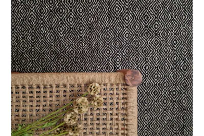 Gåsöga Ullmatta 240x340 cm Rektangulär - Svart/Vit - Textilier & mattor - Mattor - Modern matta - Ullmattor