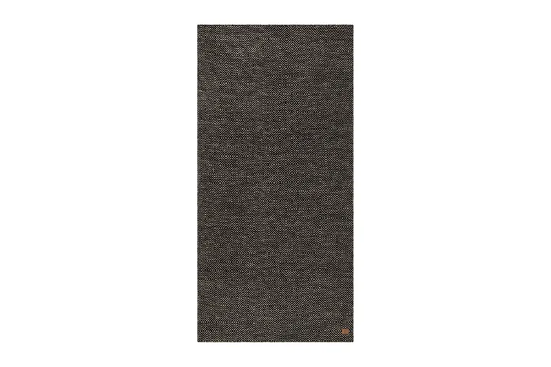 Gåsöga Ullmatta 75x200 cm Oval - Svart/Vit - Textilier & mattor - Mattor - Modern matta - Ullmattor