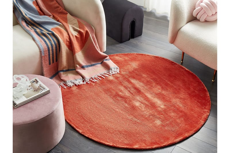 GesiIi Ryamatta 140 cm Rund - Orange - Textilier & mattor - Mattor - Modern matta - Ryamattor