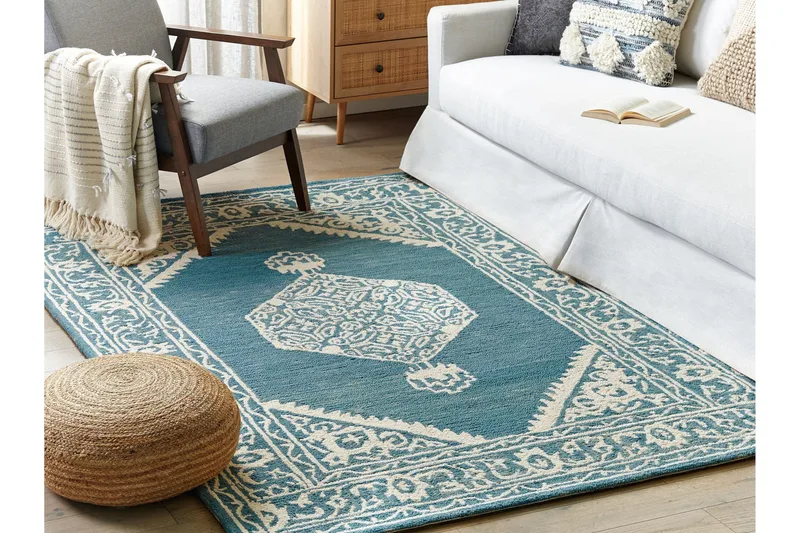 Gevas Ullmatta 200x200 cm Kvadratisk - Blå - Textilier & mattor - Mattor - Modern matta - Ullmattor