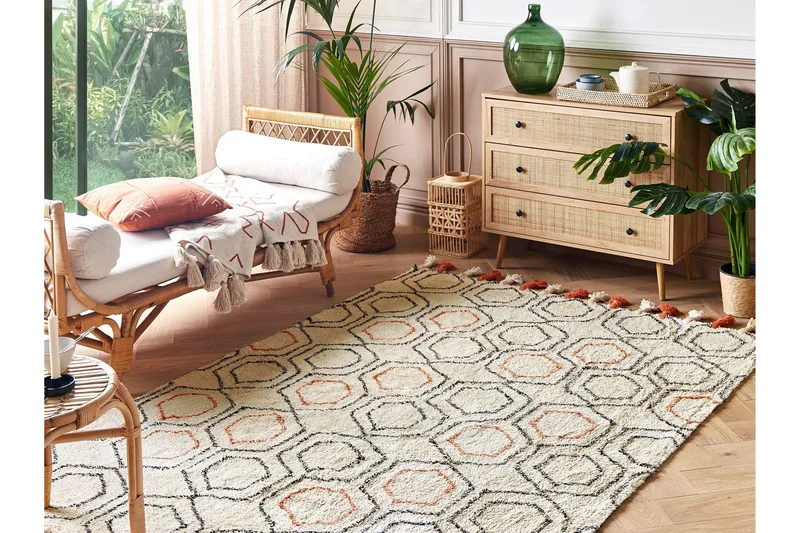 Hajipur Ryamatta 140x200 cm - Beige - Textilier & mattor - Mattor - Modern matta - Bomullsmattor