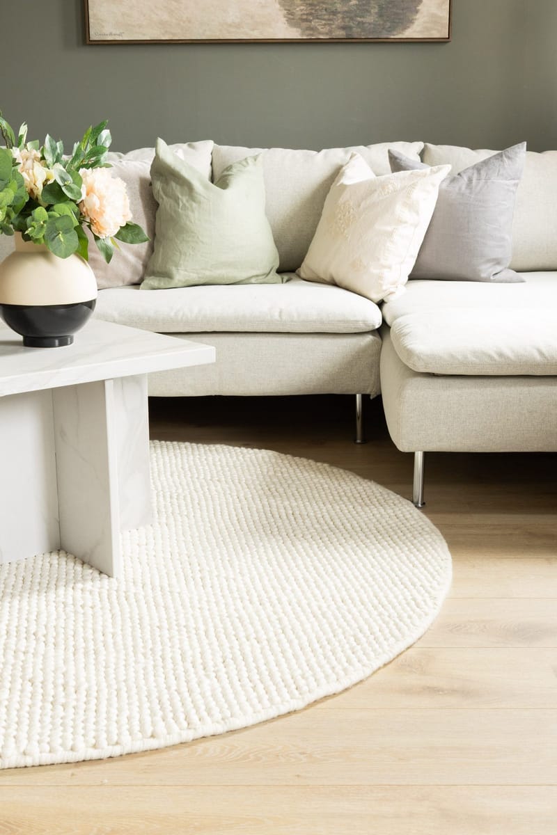 Handvävd Matta Bubble Rund 160 cm - Creme - Textilier & mattor - Mattor - Modern matta - Ullmattor