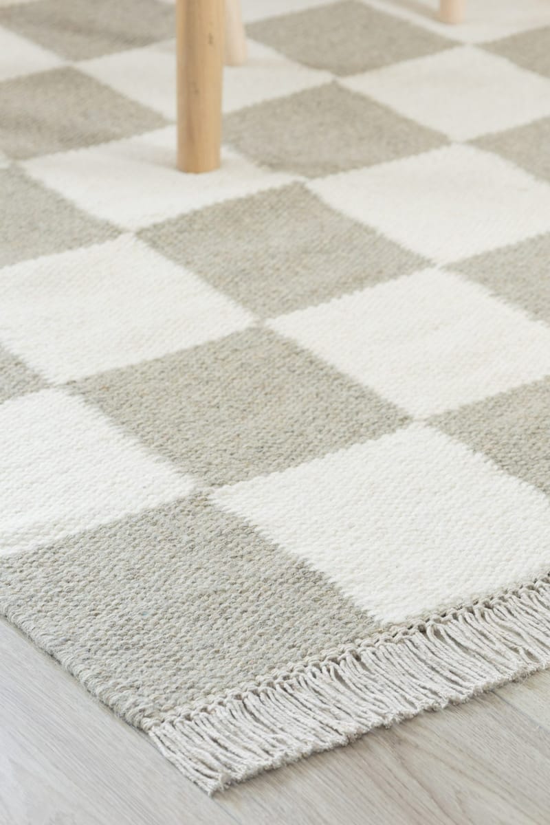 Handvävd Matta Nordic Check 160x230 cm - Grå - Textilier & mattor - Mattor - Modern matta - Ullmattor