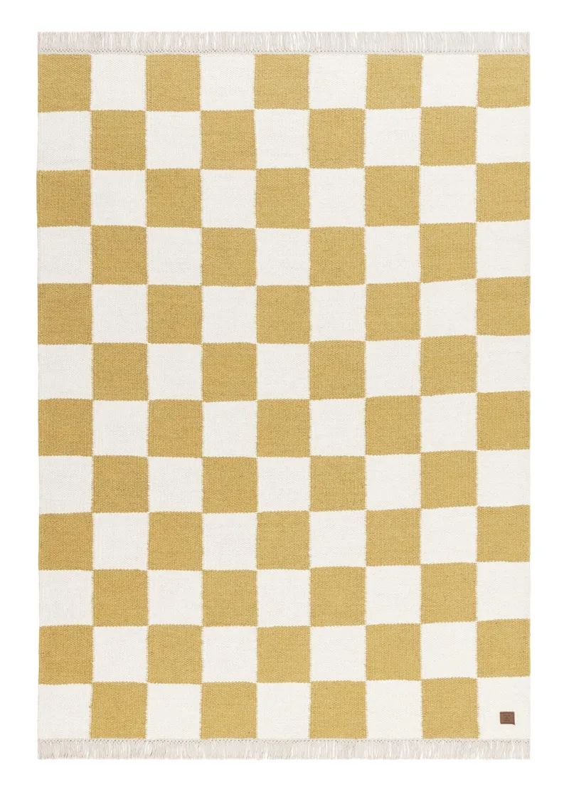 Handvävd Matta Nordic Check 160x230 cm, Lejongul