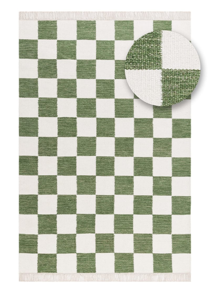 Handvävd Matta Nordic Check 160x230 cm - Smaragdgrön - Textilier & mattor - Mattor - Modern matta - Ullmattor