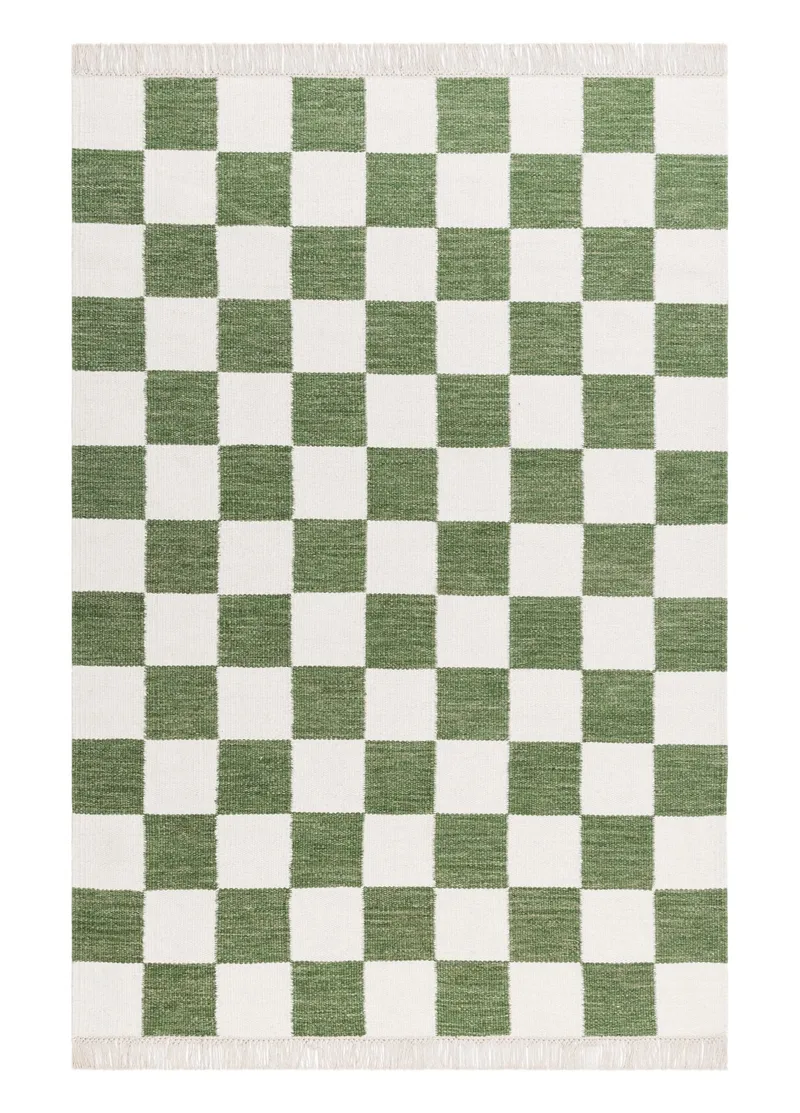 Handvävd Matta Nordic Check 160x230 cm, Smaragdgrön