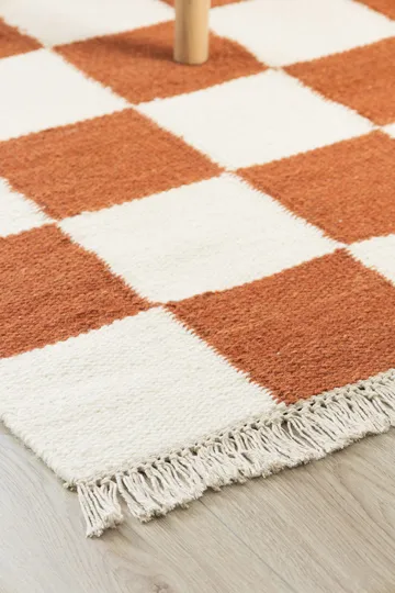 Handvävd Matta Nordic Check 160x230 cm - Terracotta - Textilier & mattor - Mattor - Modern matta - Ullmattor